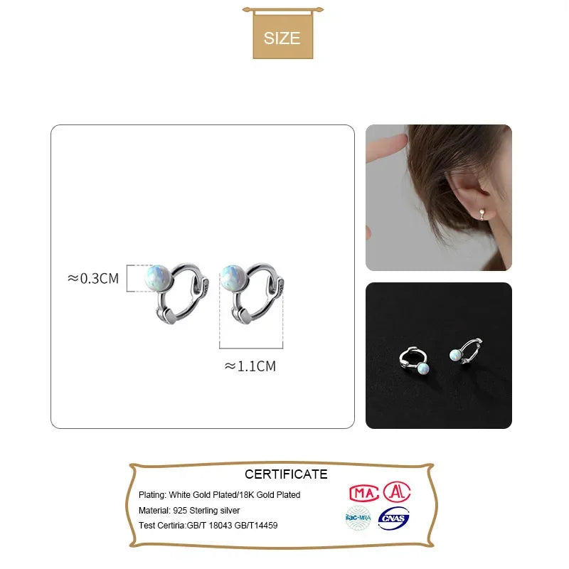 Real 925 Sterling Silver Gothic Geometric Shiny Hoop Earrings DB1335