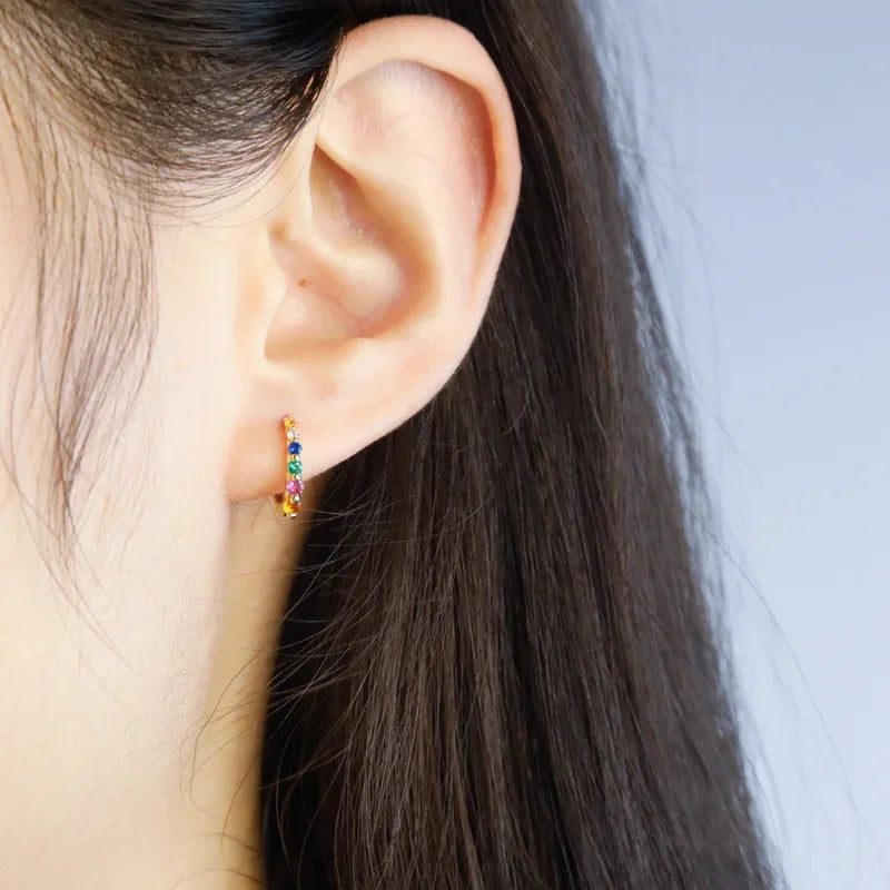 TrustDavis Girls 925 Sterling Silver Fine Geometric Hoop Earrings for Women Lady Wedding Party Fine S925 Jewelry DS4322