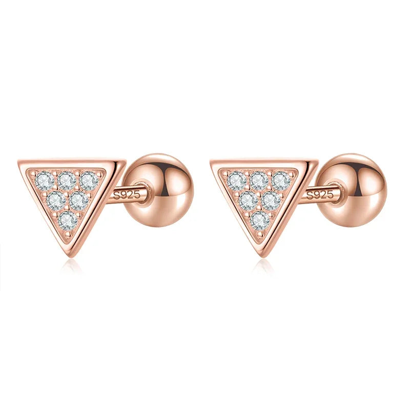 Triangle Round CZ Screw Stud Earrings DA2445