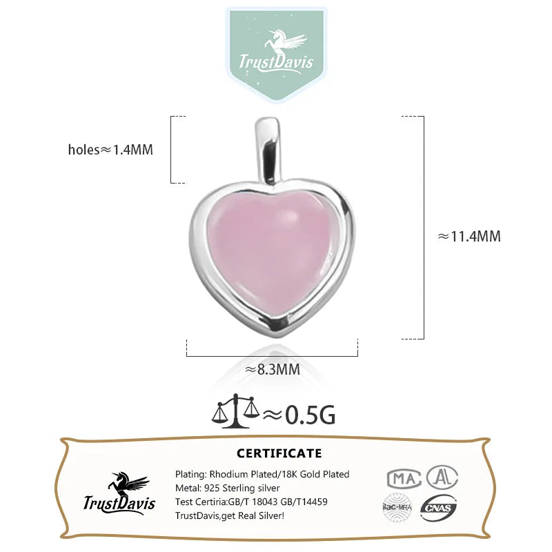 TrustDavis Real 925 Sterling Silver Fashion Sweet Heart Handmade DIY Necklace Bracelet Jewelry Accessories Party DZ1174