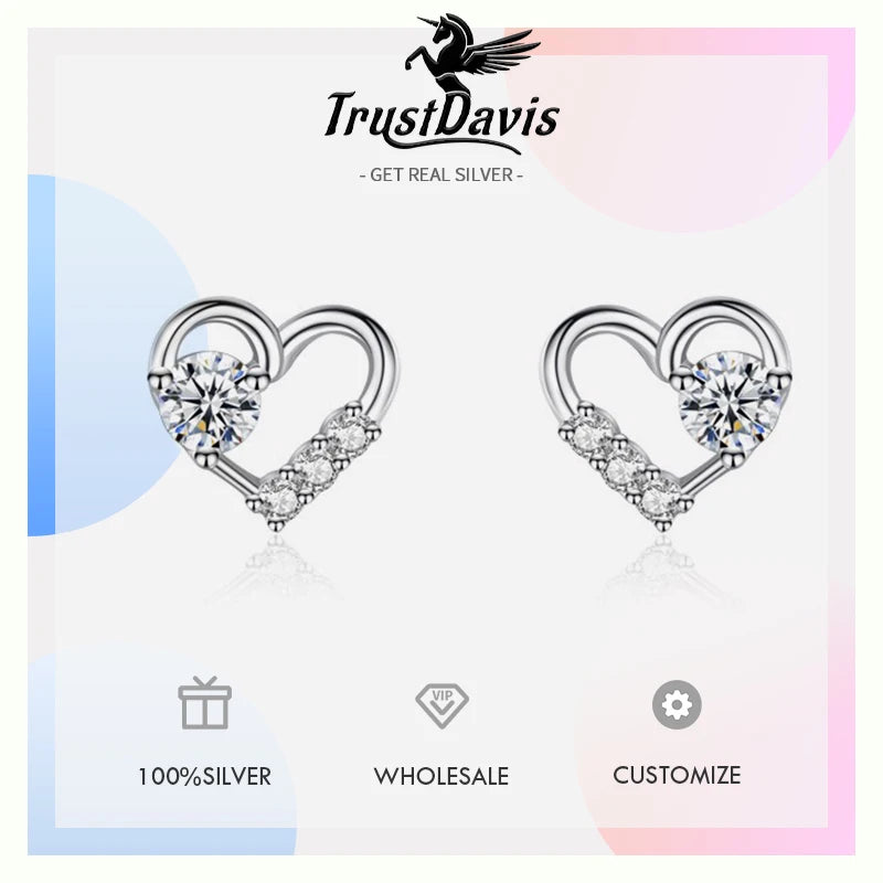 Heart-shaped Zircon Stud Earrings DS4261
