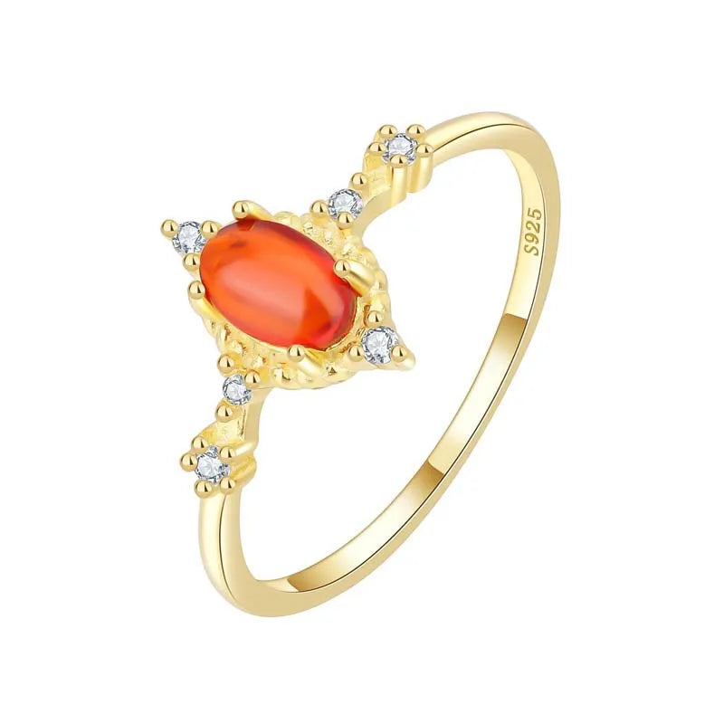 Trustdavis Girsl 925 Sterling Silver Retro Luxury Red Oval Stone Best Wish Rings for Women Wedding Fine Jewelry Gift DS4561