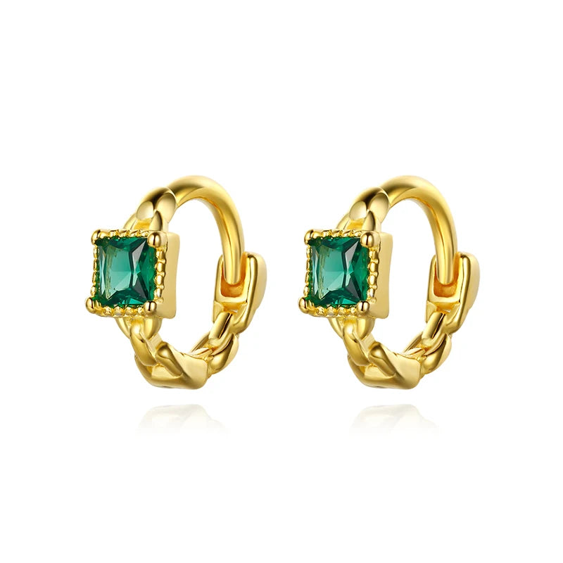 TrustDavis Girls 925 Sterling Silver Geometric Zircon Mini Hoop Earrings for Girls Wedding Party Fine S925 Jewelry DS4627