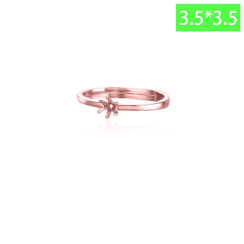 TrustDavis Real 925 Sterling Silver Fashion Six Claw Couple Ring Empty Stand Handmade DIY Accessories Wholesale DZ1688