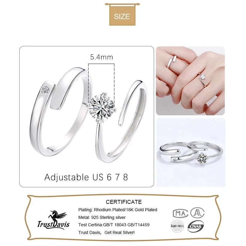 \Women Men Wedding Party Couples Lovers Clear CZ Opening Ring DA3122