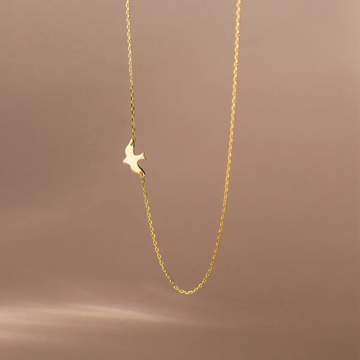 TrustDavis Real 925 Sterling Silver Necklace For Women Gold Animal Bird Wedding Valentine's Day 925 Necklace Jewelry Gift DA2834