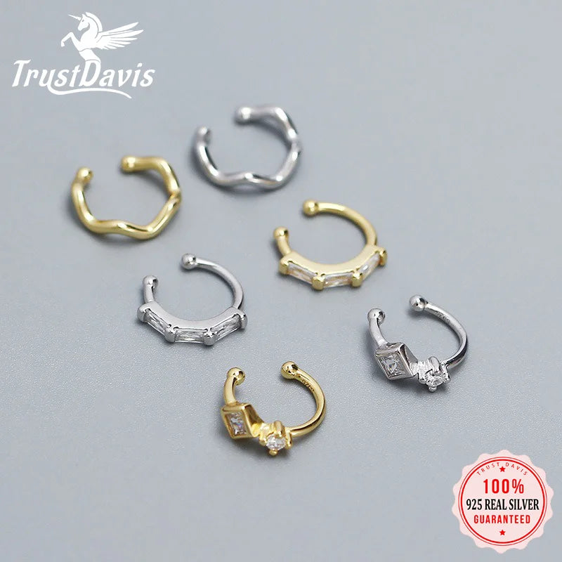Irregularly Curved Zircon Ear Clips DS4802