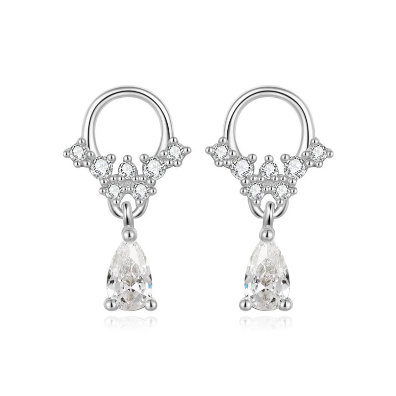 TrustDavis Original Sterling Silver Fashion Luxury Water Drop Stud Earrings for Women Daughter Girls Fine S925 Jewelry DS4399