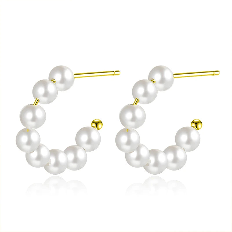 Real 925 Sterling Silver Cute Romantic PearlStud Earrings DS4037