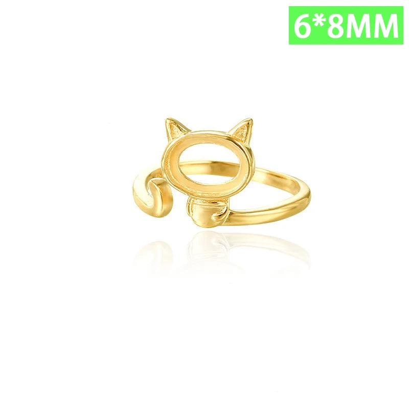 cat ring 3 4 5 6 empty bracket handmade DIY jewelry DZ1690