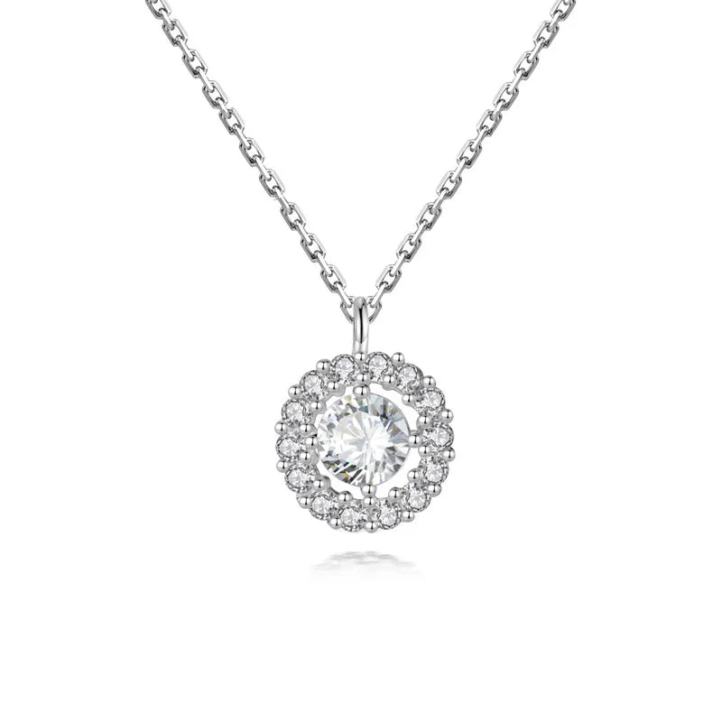 TrustDavis Luxury 925 Sterling Silver Fashion Round Cross Dazzling Zircon Choker Necklace for Women Wedding Party Jewelry DA2422