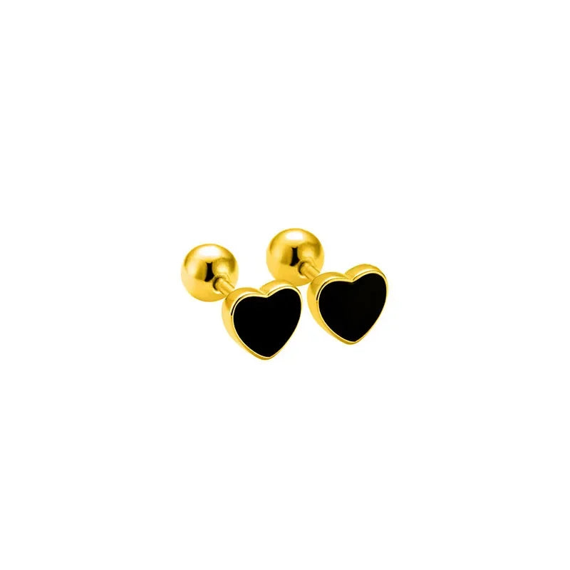 TrustDavis Real 925 Sterling Silver Romantic Heart Bead Screw Stud Earrings For Women Wedding Minimalist Fine Jewelry DS1155