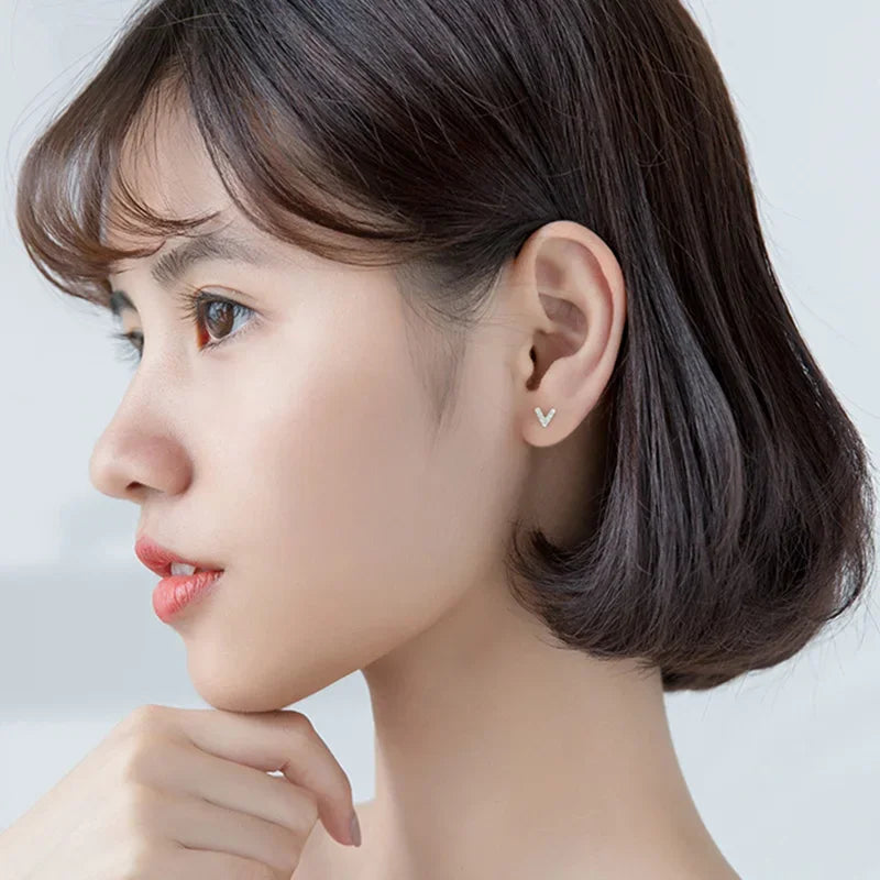 TrustDavis 100% 925 Sterling Silver Stud Earrings CZ Stone Birthday Gift For Women Korean Jewelry Accessory Party Gift DA1416