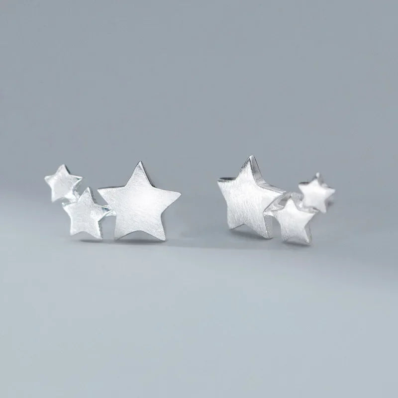 TrustDavis Real 925 Sterling Silver Moon&Star Stud Earrings Birthday Gift For Women Sterling Silver Fine Jewelry DS4261