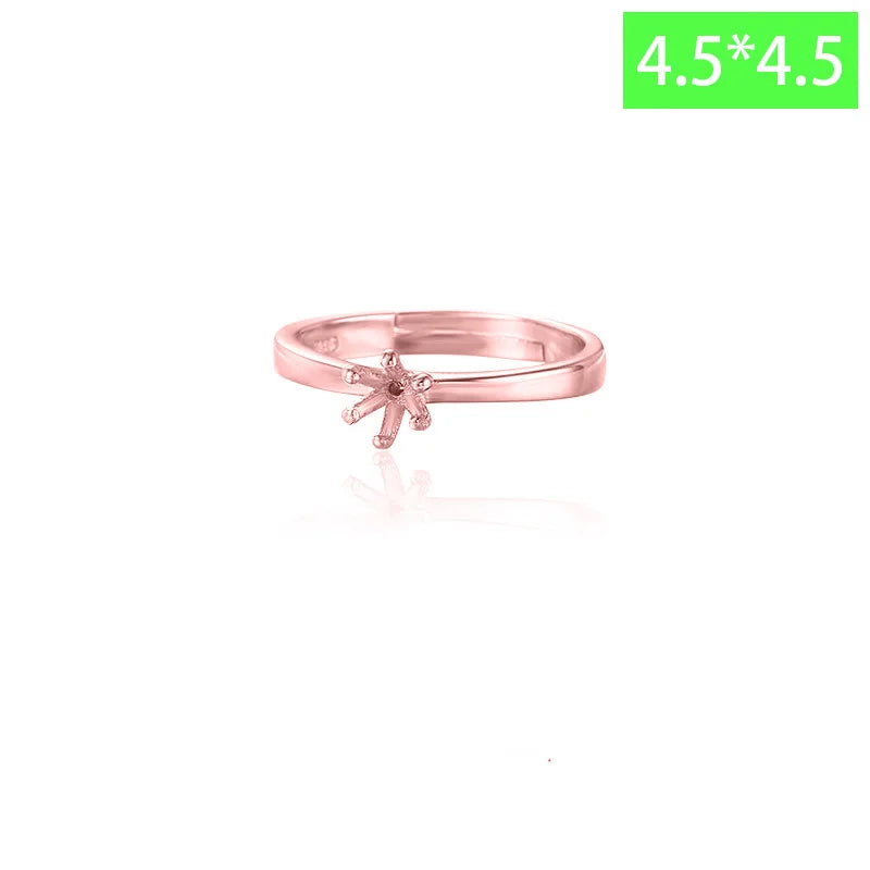 TrustDavis Real 925 Sterling Silver Fashion Six Claw Couple Ring Empty Stand Handmade DIY Accessories Wholesale DZ1688