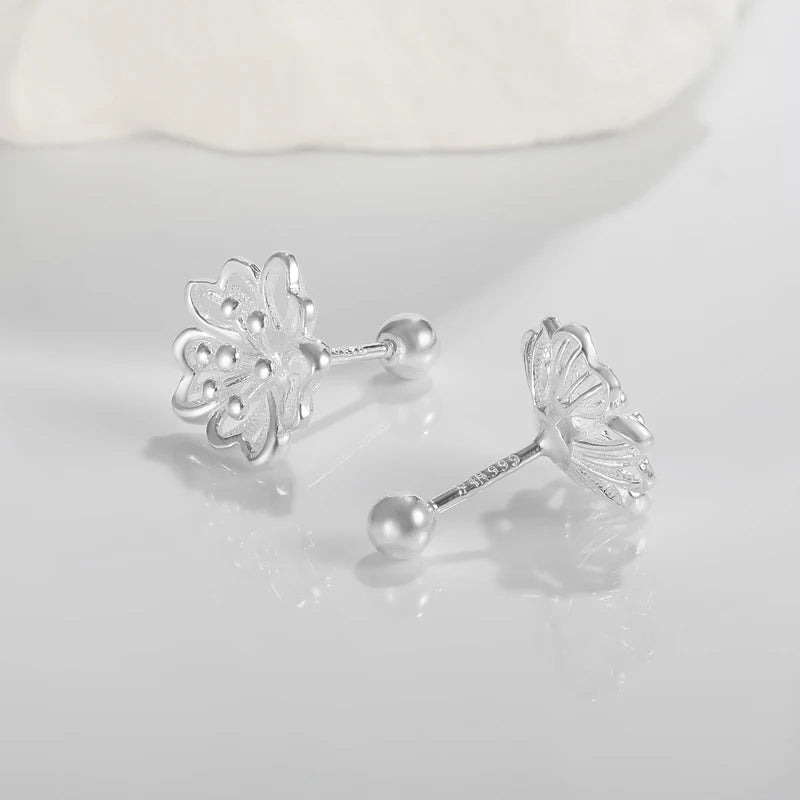 Trustdavis Girls Real 925 Sterling Silver Cute Openwork Flowers Stud Earrings Women Daughter Birthday Party Gift Jewelry DS4414