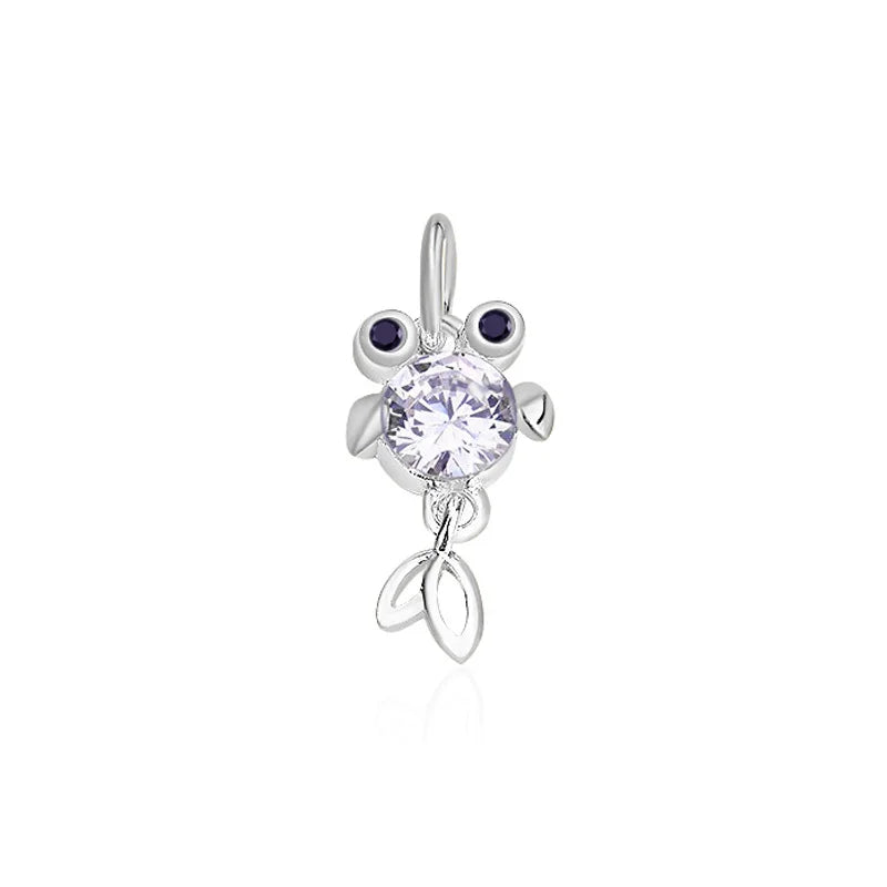TrustDavis Real 925 Sterling Silver Fashion Cute Animal Fish Charm Pendant Handmade DIY Accessories Fine Jewelry Wholesale HY045