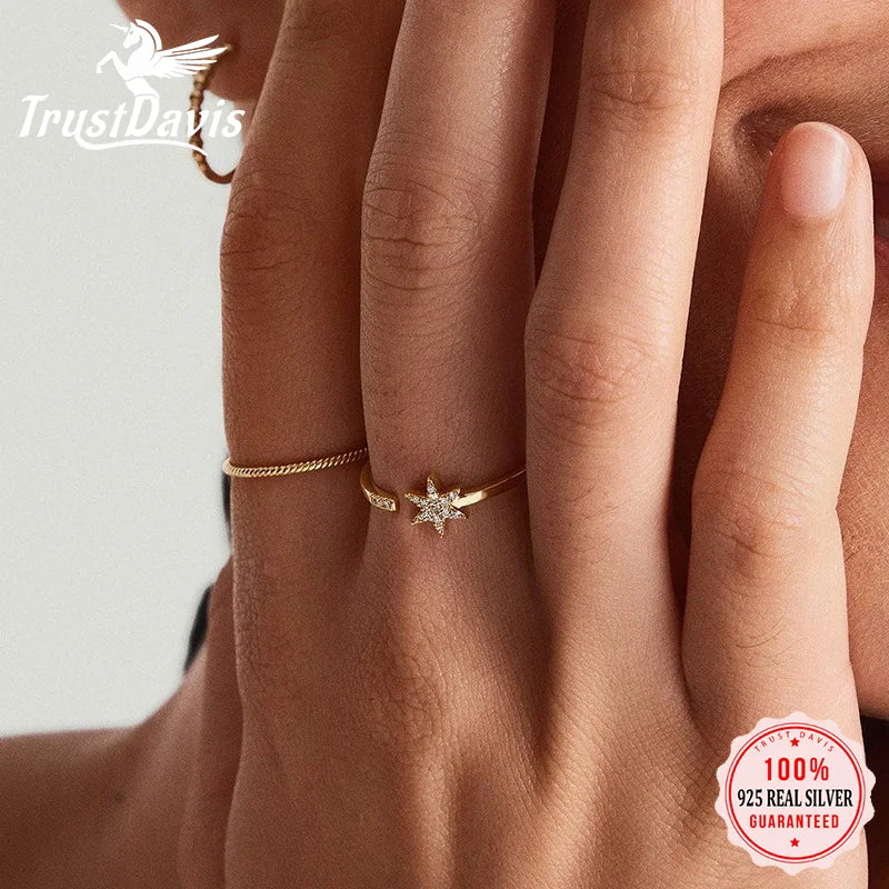 Star-Shaped Zircon Open Ring DS4828