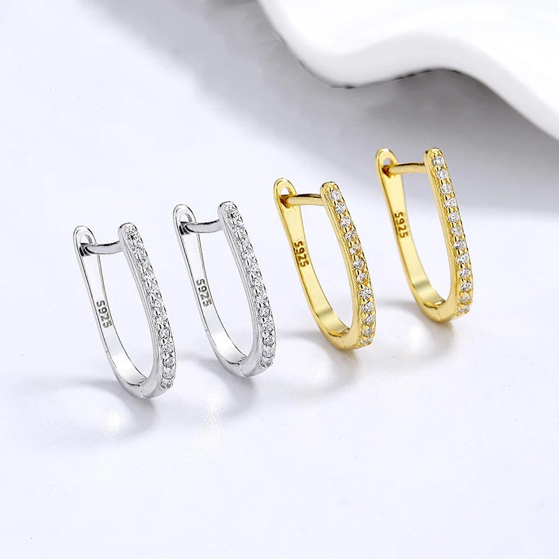 Romantic U-shaped zircon Hoop Earrings DA3232