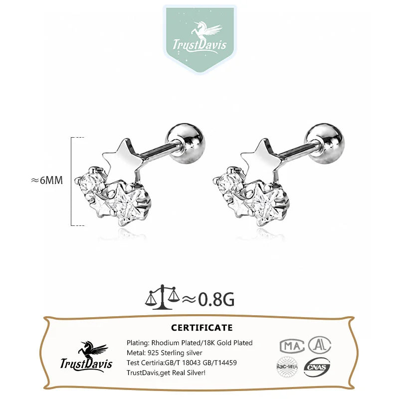 Star-shaped Zircon Silver Stud Earrings DS4904