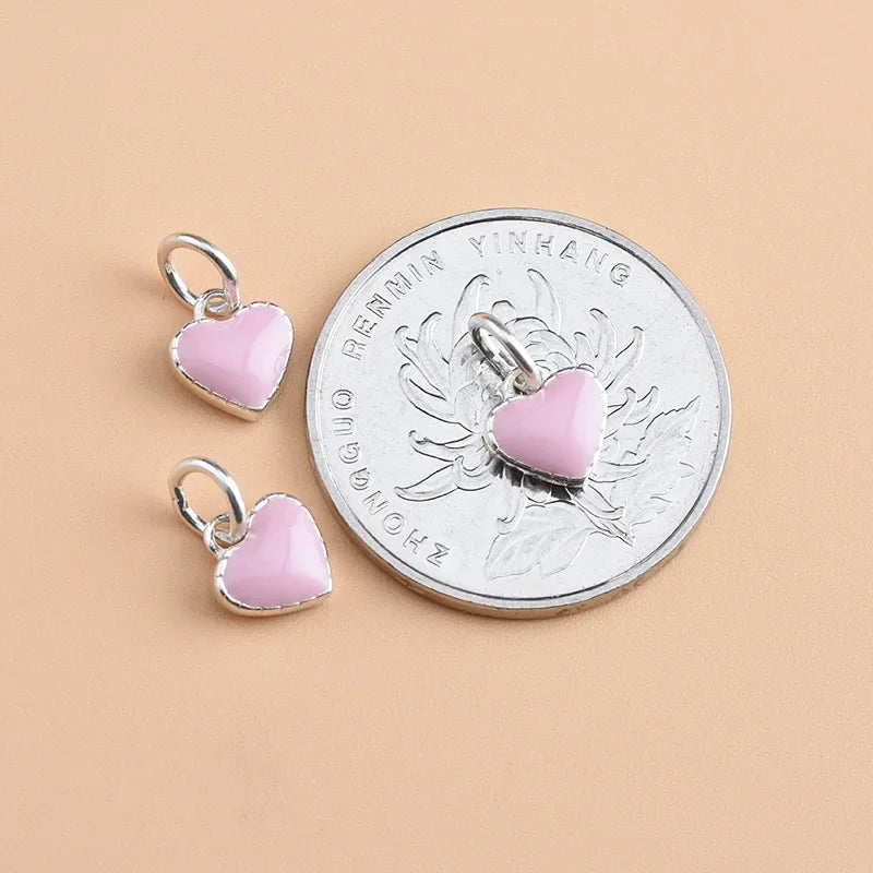 Pink Heart Charms Pendant DIY Accessories HY071