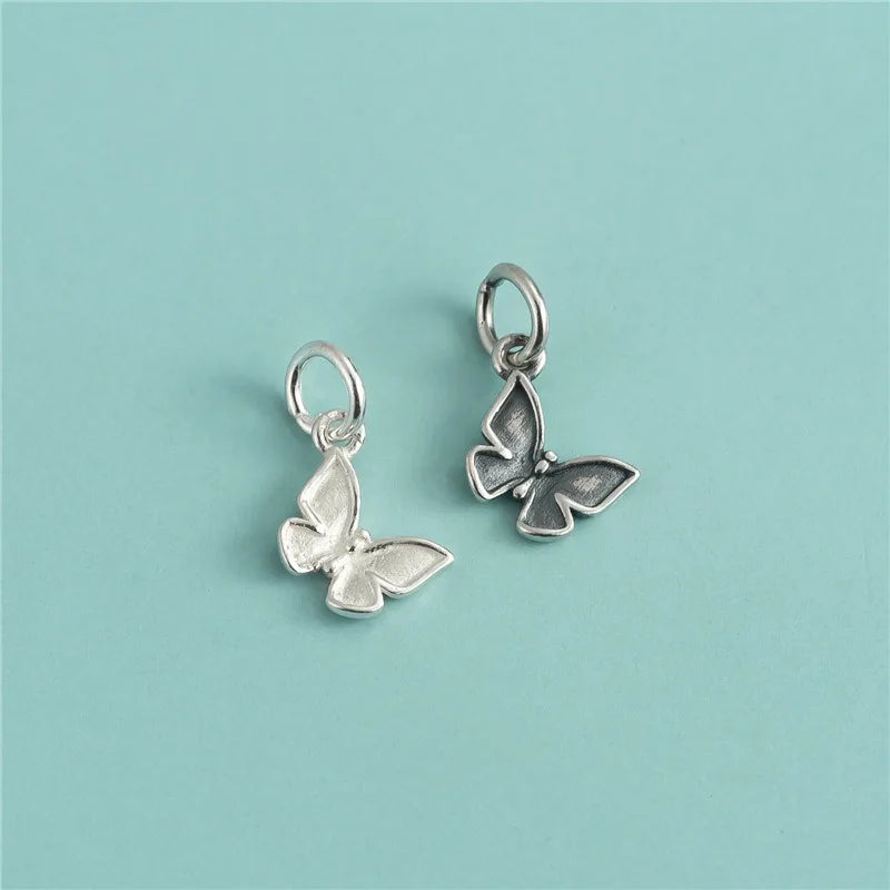 TrustDavis Real 925 Sterling Silver Fashion Sweet Butterfly Charm Pendant Handmade DIY Accessories Wholesale DZ1698