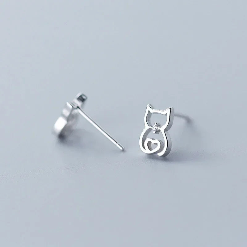 Cute Animal Hollow Cat Stud Earrings DA551