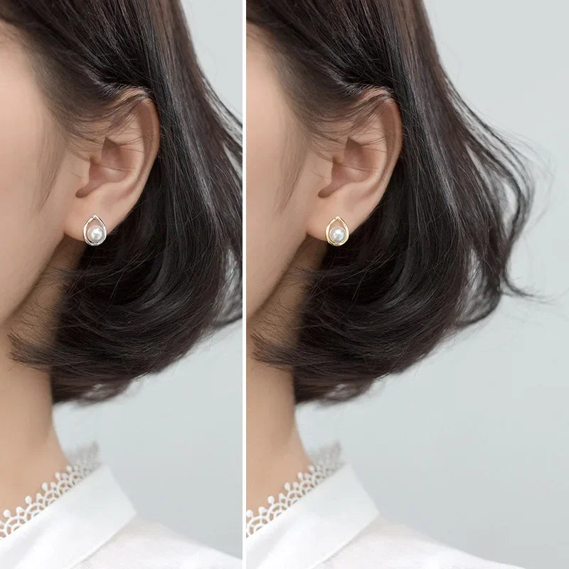 Water Drop Synthesis Pearl Stud Earring DB228