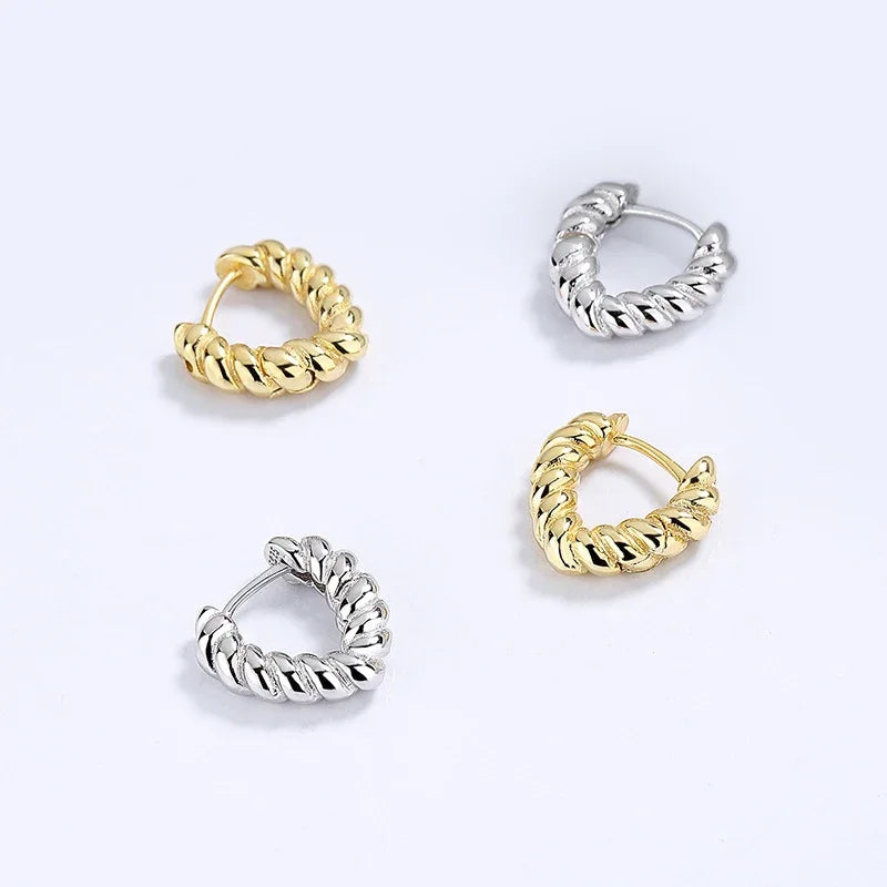 TrustDavis Real 925 Sterling Silver 2022 Fashion Triangle Twist Hoop Earrings For Women Office Lady Fine 925 Jewelry Gift DG0040