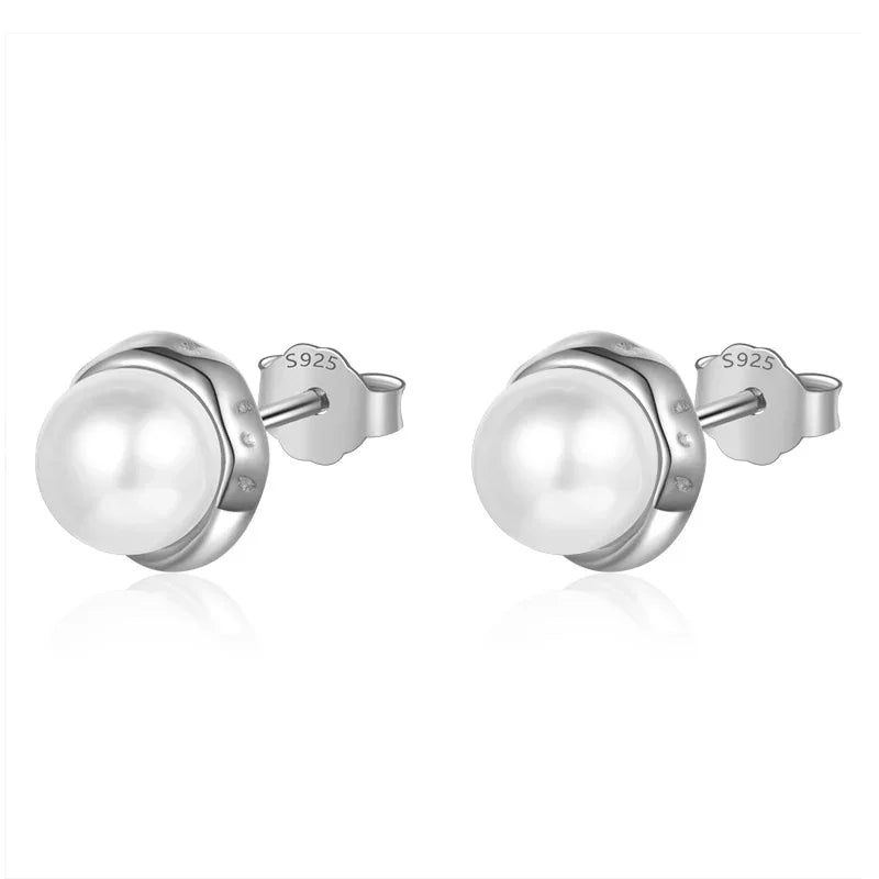 TrustDavis Real 925 Sterling Silver Sweet Natural Freshwater Pearl Stud Earrings For Daughter Girls Birthday Gift Jewelry DE0308