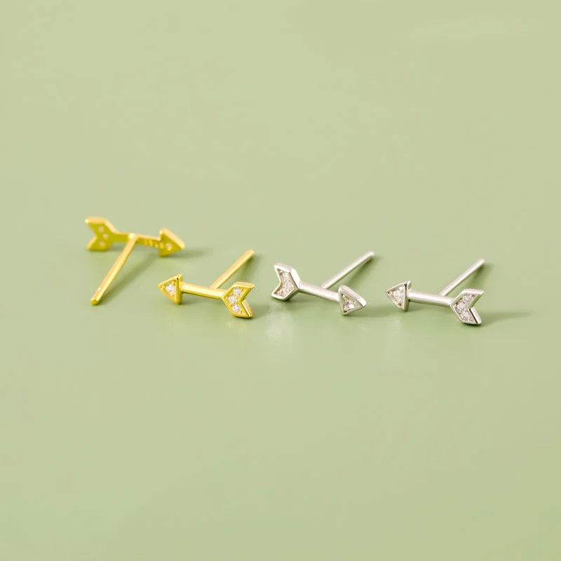 TrustDavis Real 925 Sterling Silver Earring Fashion Arrow Shiny CZ Stud Earring For Women Wedding Wholesale Jewelry DE0019
