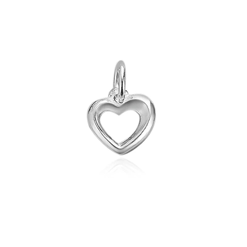 TrustDavis New Real 925 Sterling Silver Fashion Simple Heart Charm Pendant Handmade DIY Accessories Wholesale DZ1717
