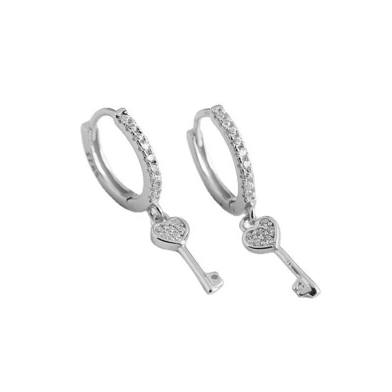 Love Moon Eye key Cross Heart Pendant Hoop Earrings DG0126