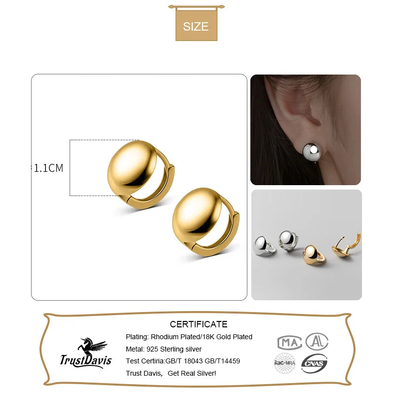 Simple Smooth Round Ball Charm Hoop Earrings DA2977