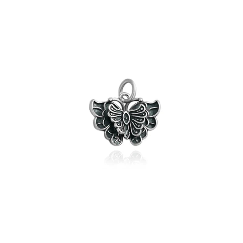 TrustDavis Real 925 Sterling Silver Retro Stereo Butterfly Charm Pendant Handmade DIY Accessories Fine Jewelry Wholesale DZ1740