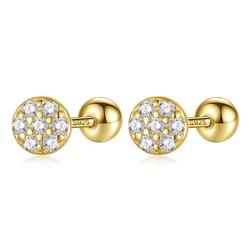 Triangle Round CZ Screw Stud Earrings DA2445