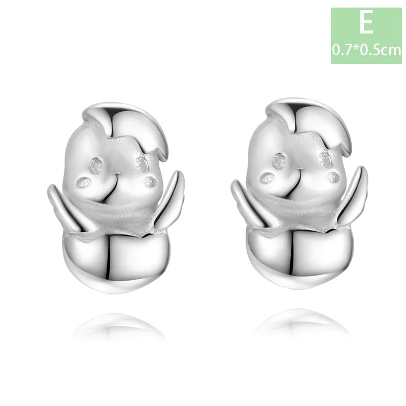 Trustdavis Real 925 Sterling Silver Chinese Zodiac Signs Screw Stud Earrings For Women Daughter Birthday Gift Jewelry DS4430
