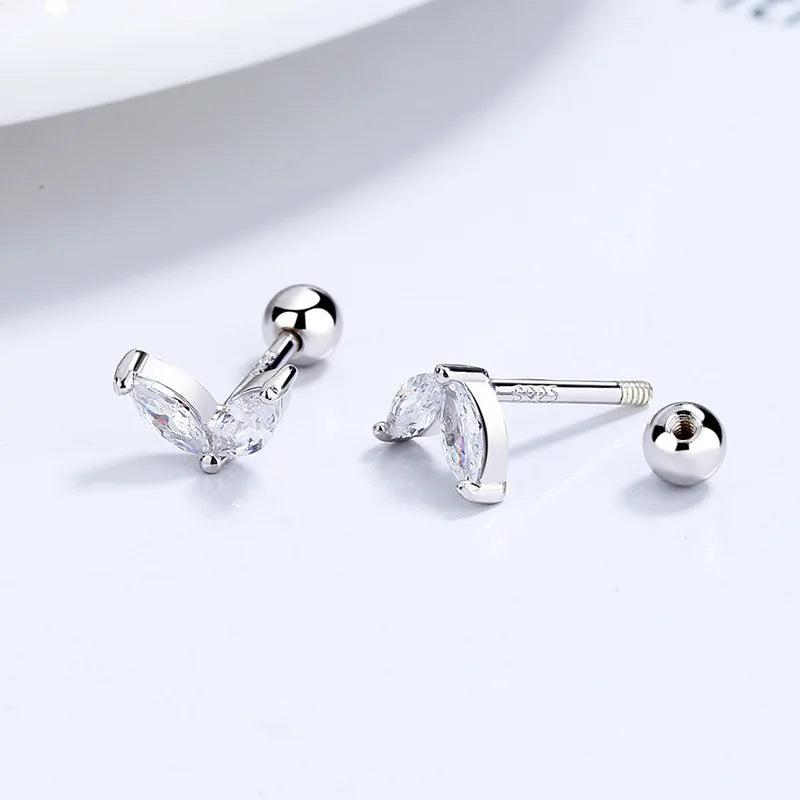 Leaves Shiny Screw Stud Earrings DA2256