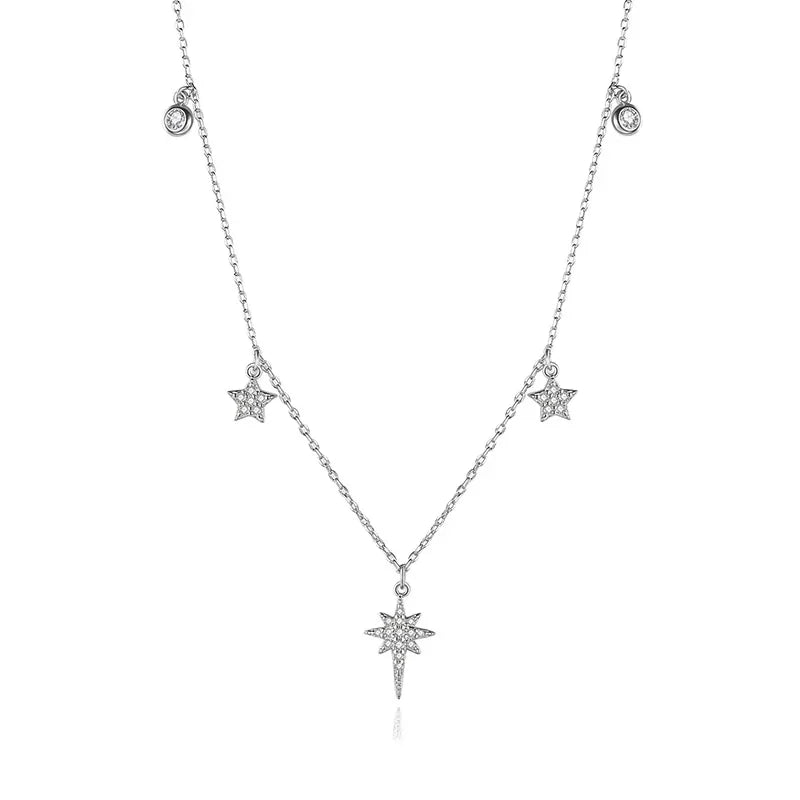 Dazzling CZ Cross Heart Star Pendant Short Necklace DS2485