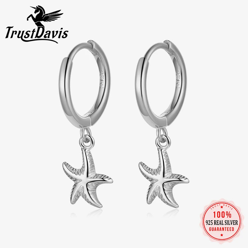 Fashion Ocean Elements Starfish Hanging Hoop Earrings DS4095