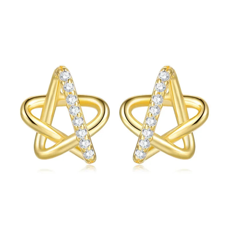 TrustDavis Real 925 Sterling Silver Earring Fashion Star Twinkling CZ Stud Earrings For Women Wedding Mother's Day Gift DA3135