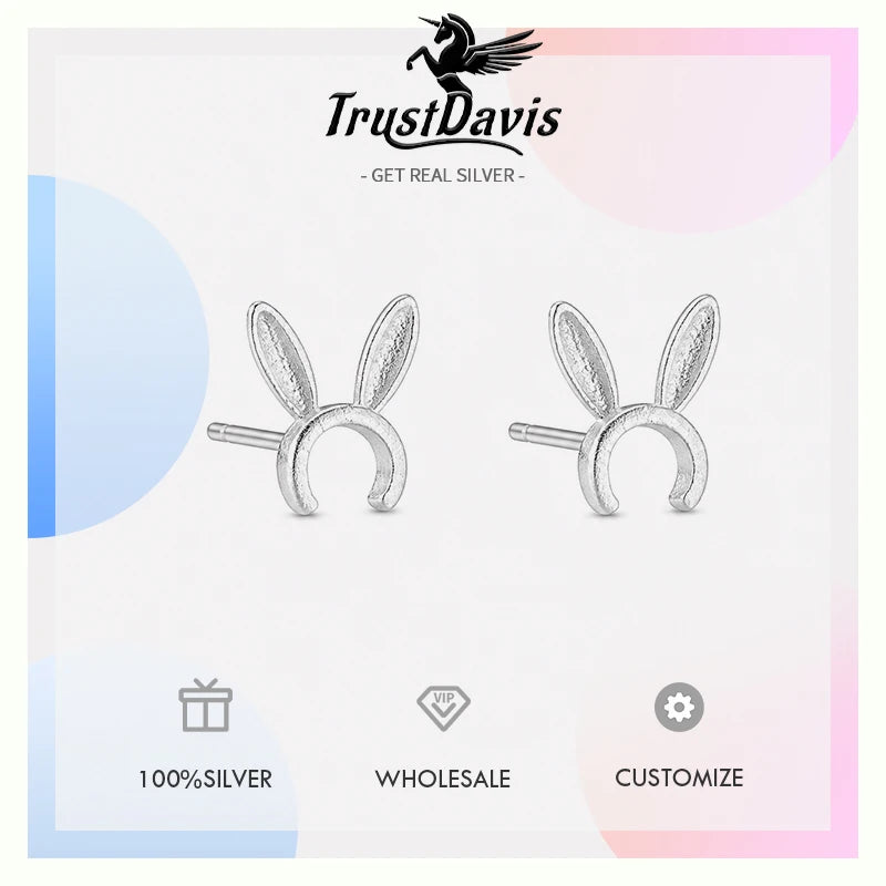 Animal Rabbit Ear Stud Earrings for Women Daily Wear Jewelry Gift DS4984