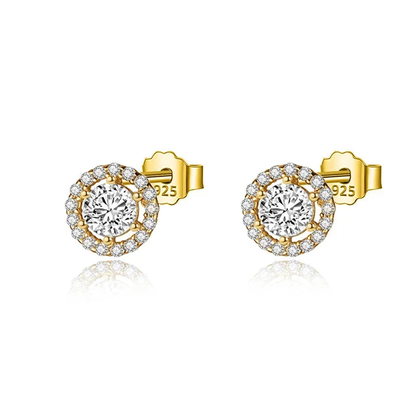 Round Twinkling CZ Stud Earring For Women Wedding Party Fine Jewelry DA2620