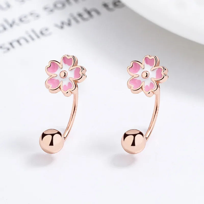 925 Sterling Silver Cute Flower Stud Earrings DS3950