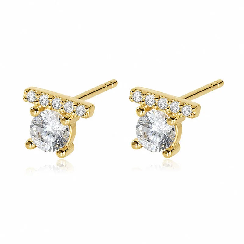 Fashion and Luxury Round Zircon Stud Earrings DS4937