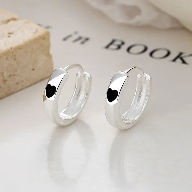 TrustDavis Real 925 Sterling Silver Fashion Sweet Heart Geometric Hoop Earrings for Women Wedding Party Fine Jewelry DS3959