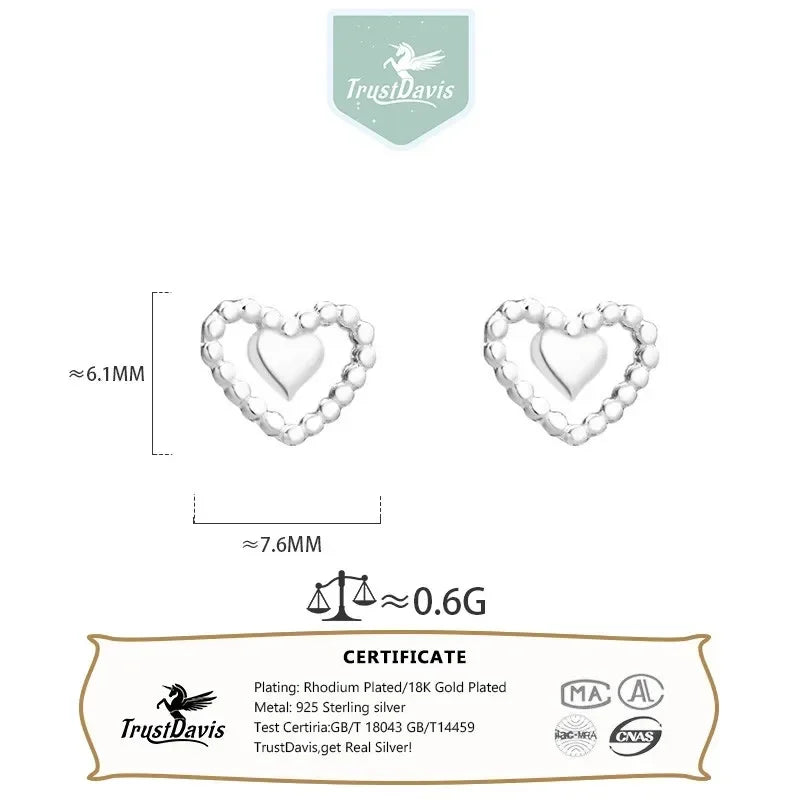 925 Sterling Silver Fashion Cute Romantic Love Stud Earrings DS4075