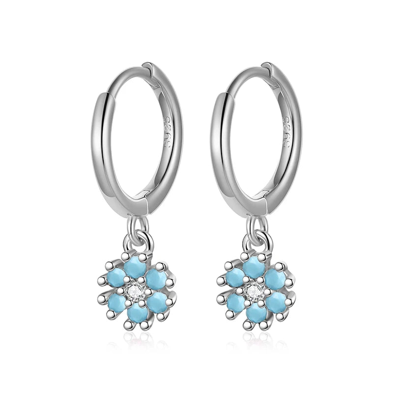 Zircon Flower Hoop Earrings Women Girls Birthday Party Gift Jewelry DS4131