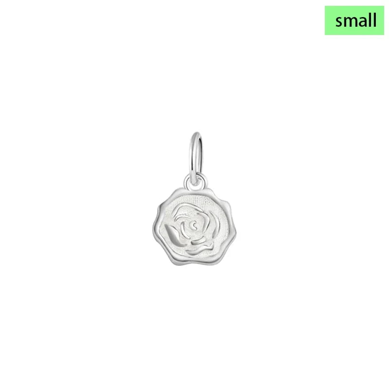 TrustDavis New Fashion Real 925 Sterling Silver Trendy Romantic Rose Charm Pendant Handmade DIY Accessories Wholesale DZ1681