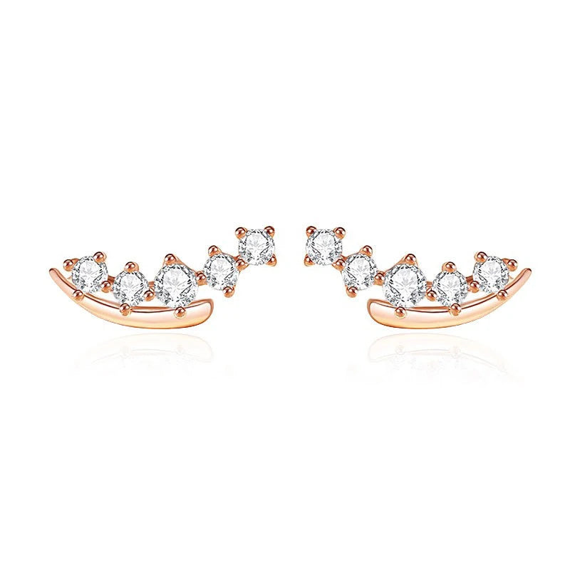 TrustDavis 925 Sterling Silver Women's Fashion Simple Five Round Zirconia Stud Earrings for Women Girls Jewelry Gift DS4291